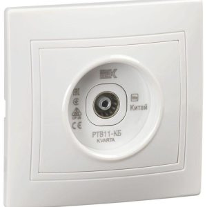 Розетка телевизионная проходная TV Кварта РТВ11-КБ бел. IEK KV-A10-P-K01