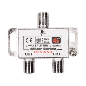 Делитель ТВ "краб" х2+3шт F "BOX" 5-1000 МГц "Silver" Rexant 05-6101