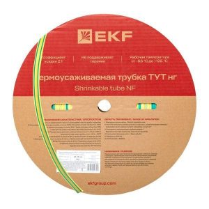 Трубка термоусадочная ТУТ нг 12/6 желт./зел. (уп.100м) EKF tut-12-yg