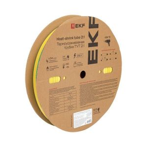 Трубка термоусадочная ТУТ нг 30/15 желт./зел. (уп.50м) EKF tut-30-yg