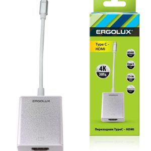Переходник HDMI-Type C ELX-VA01-Type C пластик металлик коробка Ergolux 15300