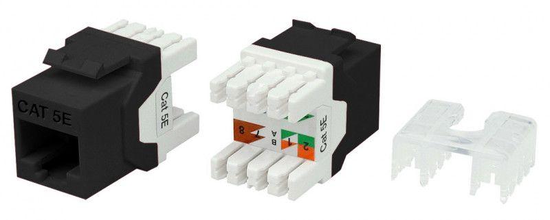 Вставка Keystone Jack RJ45 (8P8C) кат.5E 180град. KJ8-8P8C-C5e-180-BK черн. Hyperline 432632
