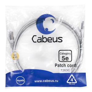 Патч-корд F/UTP кат.5E PC-FTP-RJ45-Cat.5e-2m 2xRJ45/8p8c экранир. PVC 2м сер. Cabeus 7263c