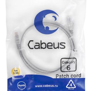 Патч-корд U/UTP кат.6 PC-UTP-RJ45-Cat.6-1m 2xRJ45/8p8c неэкранир. PVC 1м сер. Cabeus 7267c
