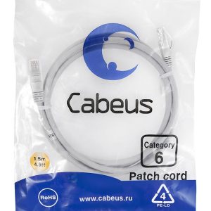 Патч-корд U/UTP кат.6 PC-UTP-RJ45-Cat.6-1.5m 2xRJ45/8p8c неэкранир. PVC 1.5м сер. Cabeus 7273c