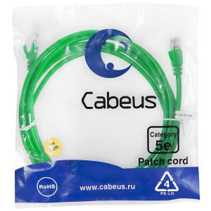 Патч-корд U/UTP кат.5E PC-UTP-RJ45-Cat.5e-3m-GN 2xRJ45/8p8c неэкранир. PVC 3м зел. Cabeus 7456c