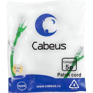 Патч-корд U/UTP кат.5E PC-UTP-RJ45-Cat.5e-0.3m-GN 2xRJ45/8p8c неэкранир. PVC 0.3м зел. Cabeus 7659c