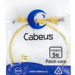 Патч-корд U/UTP кат.5E PC-UTP-RJ45-Cat.5e-0.5m-YL 2xRJ45/8p8c неэкранир. PVC 0.5м желт. Cabeus 7666c