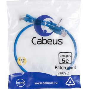 Патч-корд U/UTP кат.5E PC-UTP-RJ45-Cat.5e-0.5m-BL 2xRJ45/8p8c неэкранир. PVC 0.5м син. Cabeus 7669c