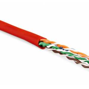 Hyperline UUTP4-C5E-P24-IN-LSZH-RD-100 (100 м) Кабель витая пара, неэкранированная U/UTP, категория 5e, 4 пары (24 AWG), многожильный (patсh), LSZH, нг(С)-HF, -20градC– +75градC, красный