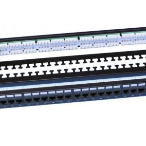 Патч-панель 19дюйм 1U RJ45 кат.6 24 порта Dual IDC ROHS PP3-19-24-8P8C-C6-110D черн. Hyperline 246107