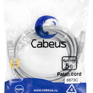 Патч-корд F/UTP кат.5E PC-FTP-RJ45-Cat.5e-3m-LSZH 2xRJ45/8p8c экранир. LSZH 3м сер. Cabeus 8873c