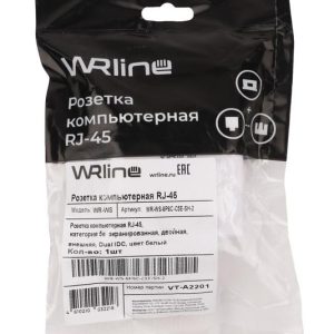 Розетка компьютерная 2-м ОП WR-WS-8P8C-C5E-SH-2 RJ45 кат.5E экранир. Dual IDC бел. WRline 505218