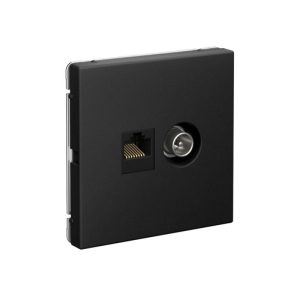 Розетка компьютерная + телевизионная 2-м ArtGallery RJ45 + TV кат.5E карбон SE GAL001089