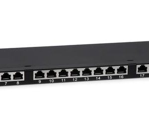 Патч-панель 19дюйм 0.5U 24 порта RJ45 кат.6 полностью экранир. Dual IDC высокой плотности Cabeus 9651c